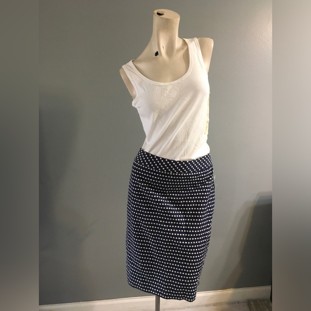 New Coldwater Creek 100% Cotton Blue & White Skirt + 100% White Top Size 10